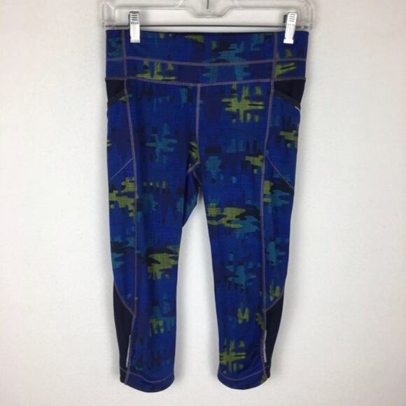 Athleta Blue Pattern Crop Leggings XS - Picture 1 of 7